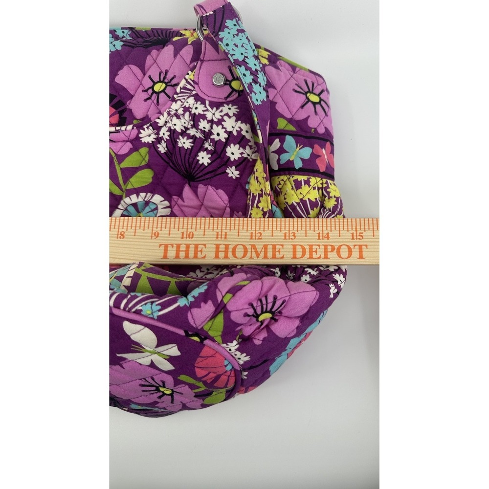 Vera Bradley Flutterby Purse Tote Shoulder Bag Zip Purple Flower Butterflies EUC - Picture 13 of 16